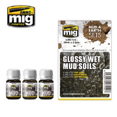 Ammo Mig A.MIG7442 Glossy Wet Mud Soils Set
